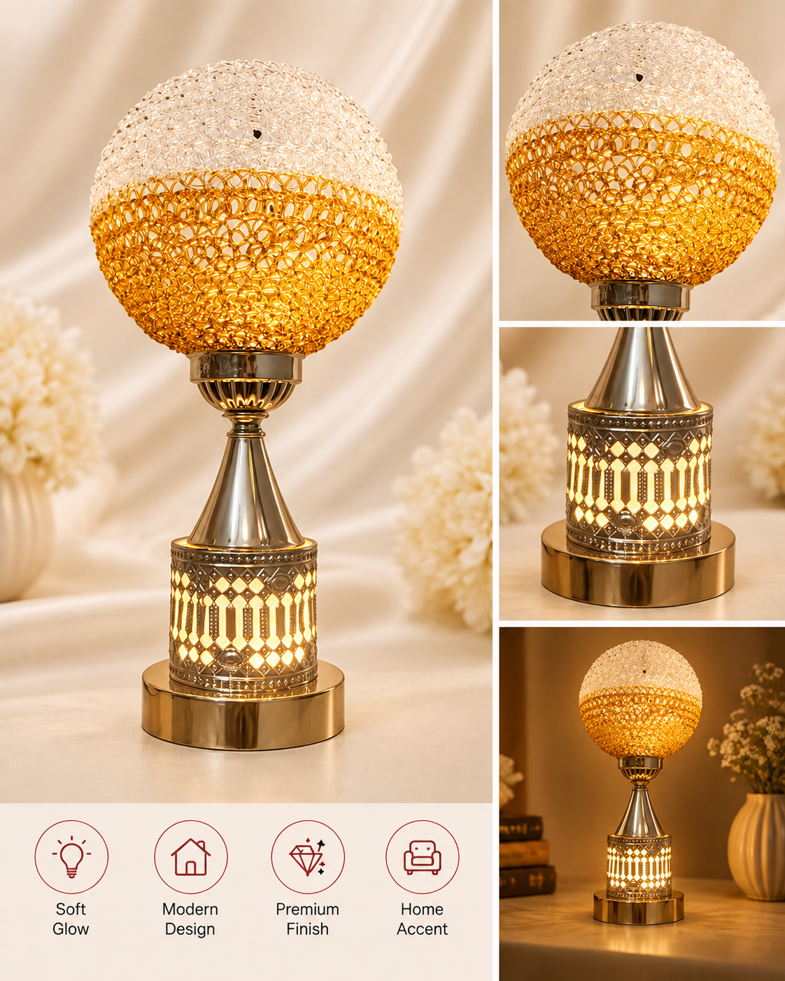 Crystal Sphere Touch Table Lamp