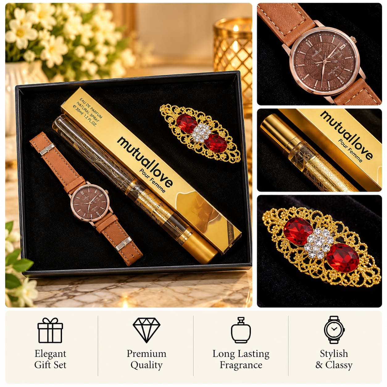 Mutual Love Watch Perfume & Hair Clip Gift Set