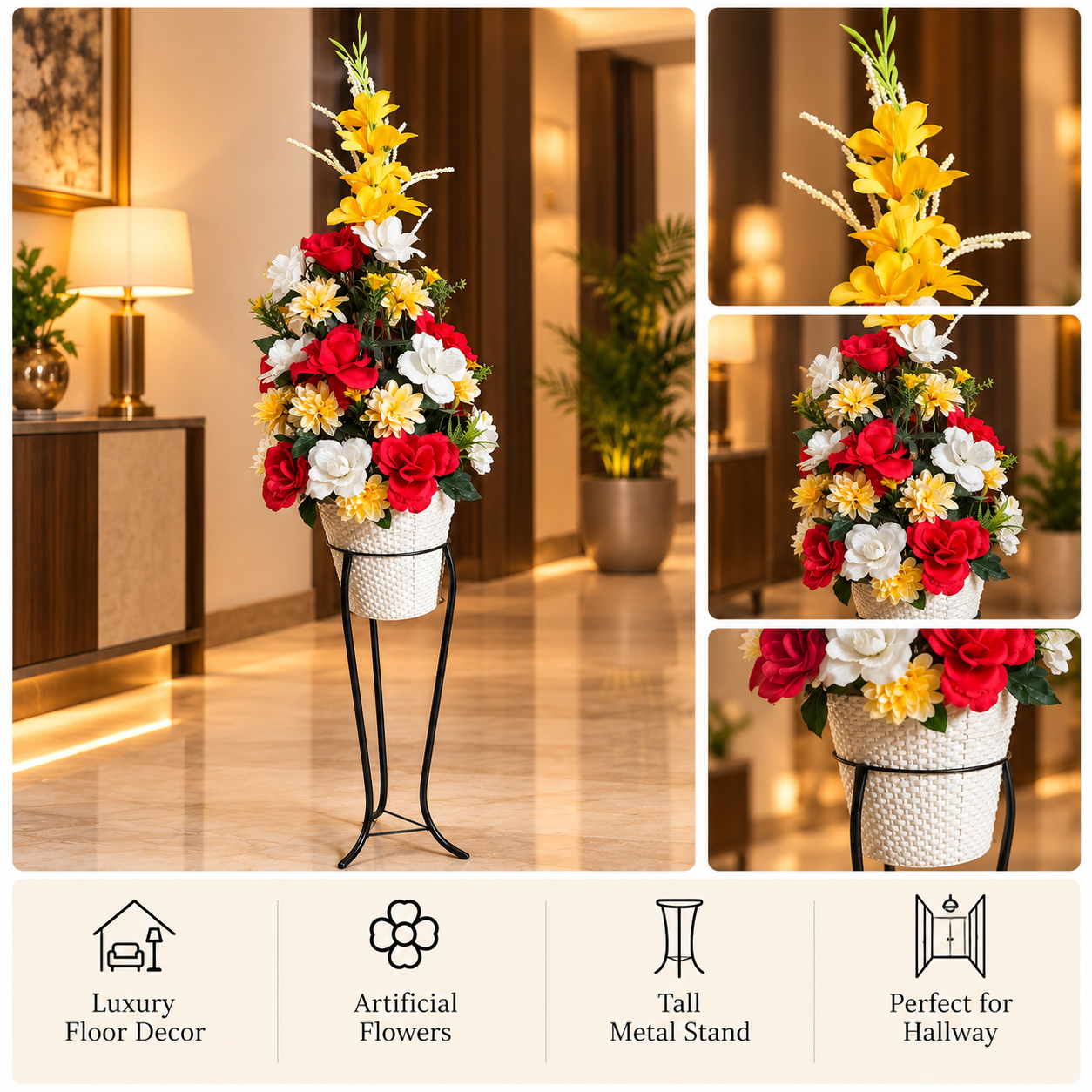 Red White Yellow Tall Metal Stand Arrangement