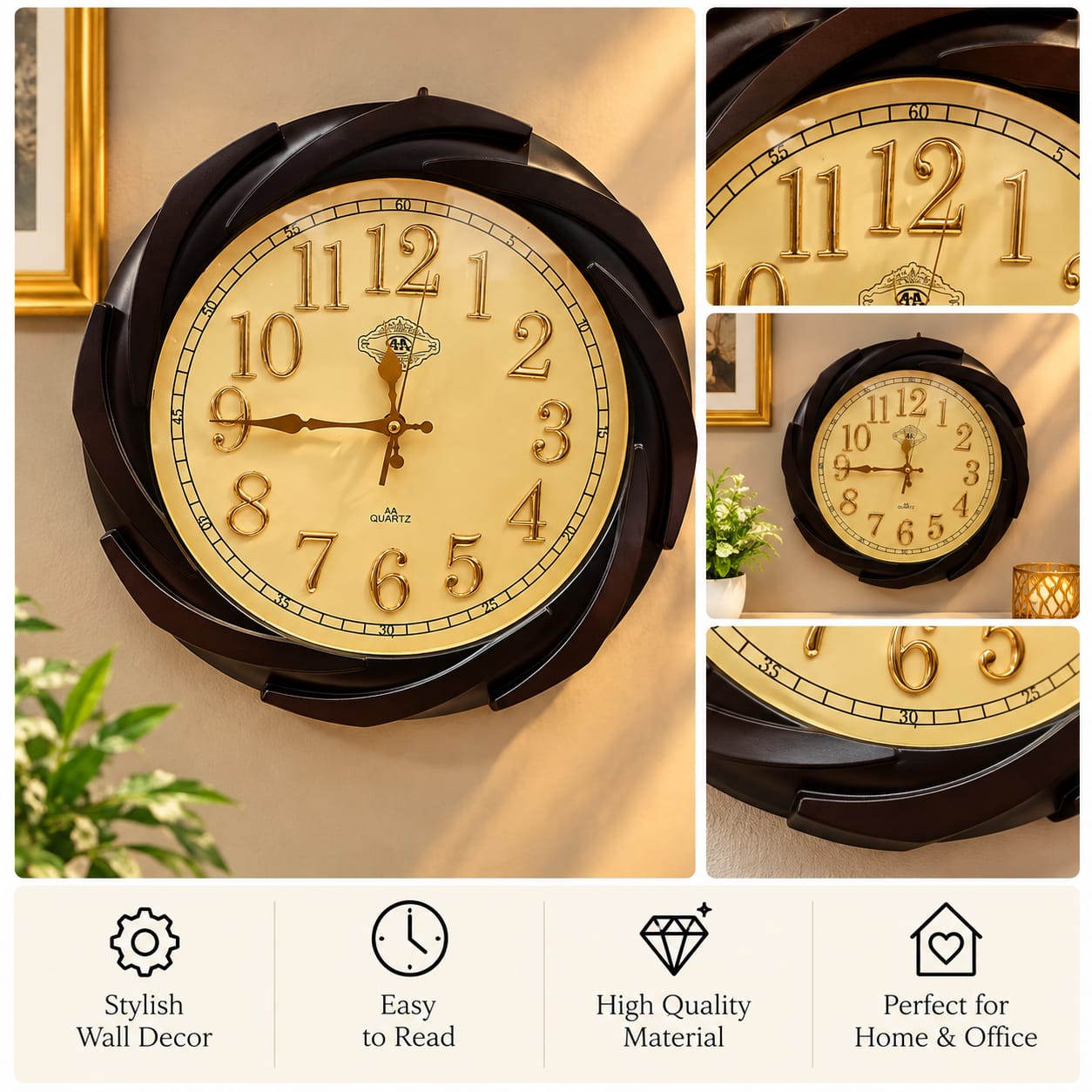 AA Quartz Swirl Frame Wall Clock