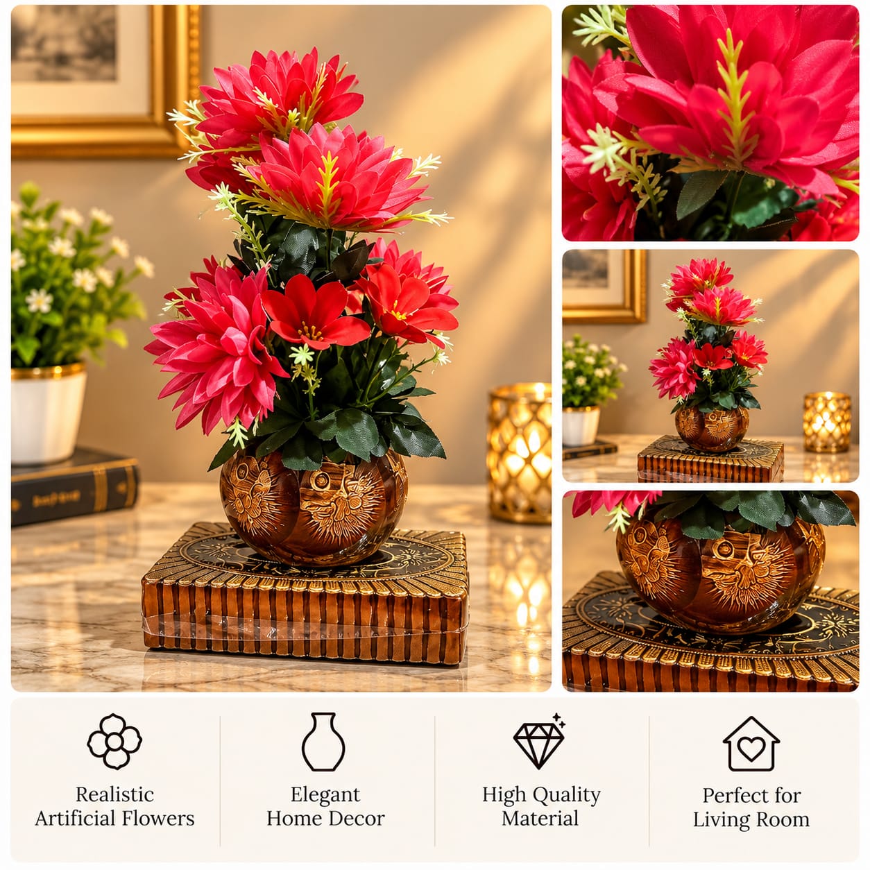 Pink Dahlia Arrangement Pedestal Pot